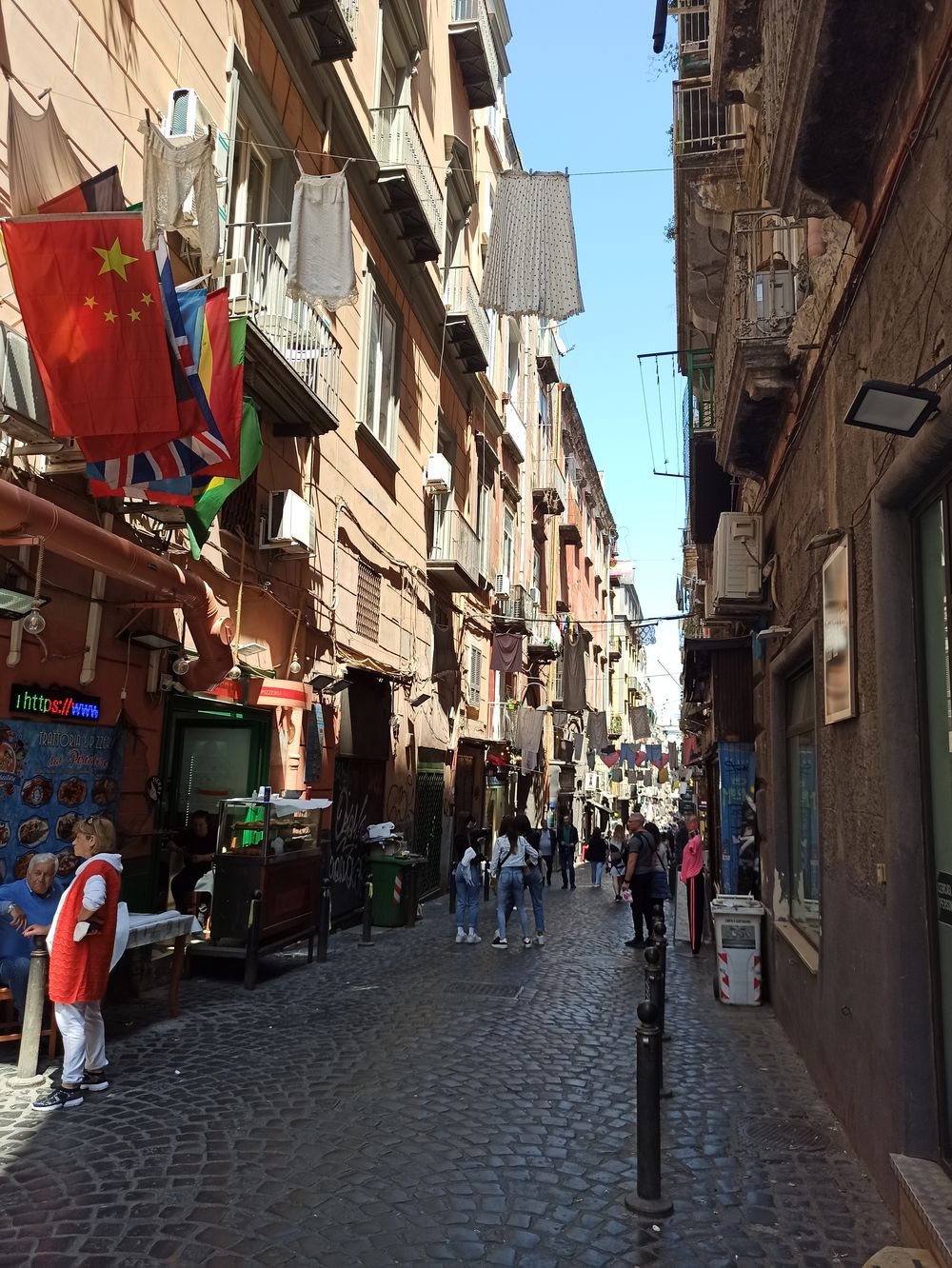 laundry drying on the street in Naples